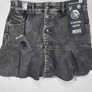 Diesel NWT Mini 5 Pocket Black Denim Skirt De-Bethy Pleated Skirt Size 27